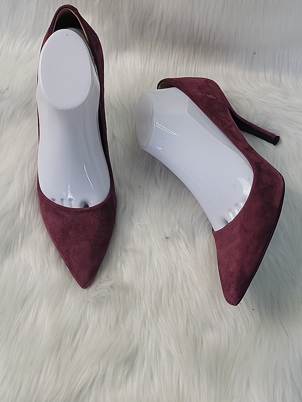 NINE WEST Wine Burgundy Suede Pointed Toe Career Professional Slip On Heels 9